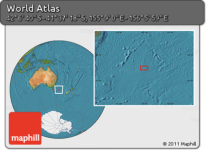 Satellite Location Map of the Area around 41° 51' 59" S, 155° 37' 30" E