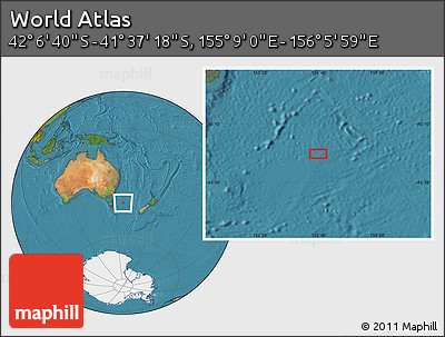 Satellite Location Map of the Area around 41° 51' 59" S, 155° 37' 30" E