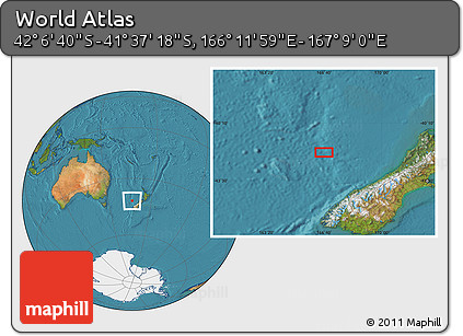 Satellite Location Map of the Area around 41° 51' 59" S, 166° 40' 30" E