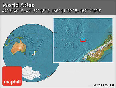 Satellite Location Map of the Area around 41° 51' 59" S, 166° 40' 30" E