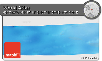 Physical Panoramic Map of the Area around 41° 51' 59" S, 166° 40' 30" E
