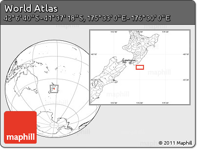 Blank Location Map of the Area around 41° 51' 59" S, 176° 1' 30" E