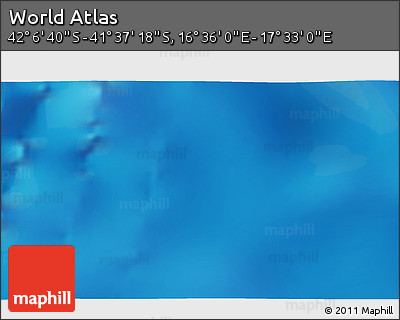 Physical 3D Map of the Area around 41° 51' 59" S, 17° 4' 30" E