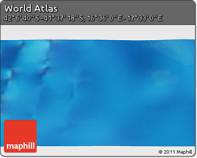 Physical 3D Map of the Area around 41° 51' 59" S, 17° 4' 30" E