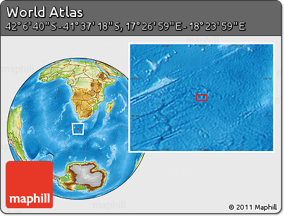 Physical Location Map of the Area around 41° 51' 59" S, 17° 55' 29" E