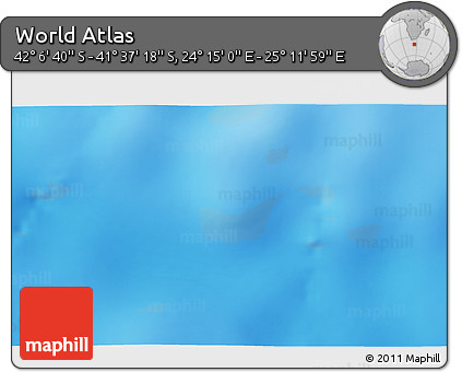 Shaded Relief 3D Map of the Area around 41° 51' 59" S, 24° 43' 30" E