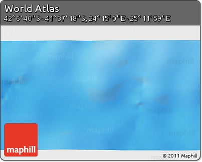 Shaded Relief 3D Map of the Area around 41° 51' 59" S, 24° 43' 30" E