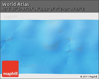 Shaded Relief 3D Map of the Area around 41° 51' 59" S, 24° 43' 30" E