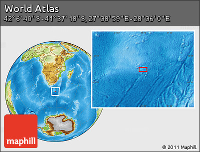 Physical Location Map of the Area around 41° 51' 59" S, 28° 7' 30" E