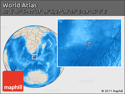 Shaded Relief Location Map of the Area around 41° 51' 59" S, 28° 7' 30" E