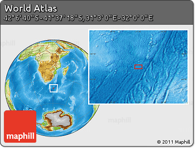 Physical Location Map of the Area around 41° 51' 59" S, 31° 31' 29" E