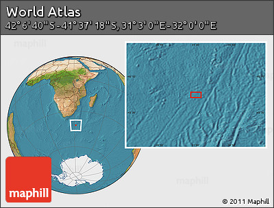 Satellite Location Map of the Area around 41° 51' 59" S, 31° 31' 29" E