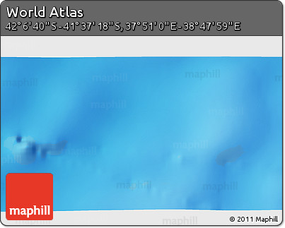 Shaded Relief 3D Map of the Area around 41° 51' 59" S, 38° 19' 30" E