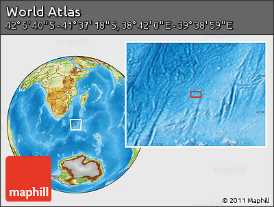 Physical Location Map of the Area around 41° 51' 59" S, 39° 10' 29" E