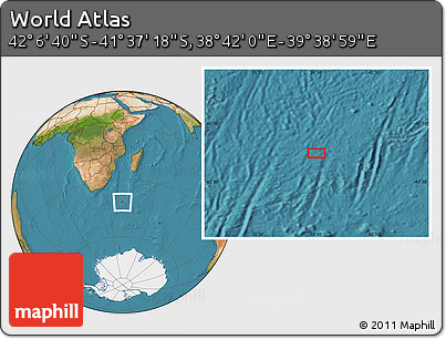 Satellite Location Map of the Area around 41° 51' 59" S, 39° 10' 29" E