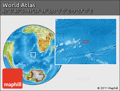 Physical Location Map of the Area around 41° 51' 59" S, 3° 28' 30" E