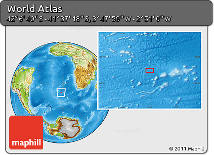 Physical Location Map of the Area around 41° 51' 59" S, 3° 19' 30" W