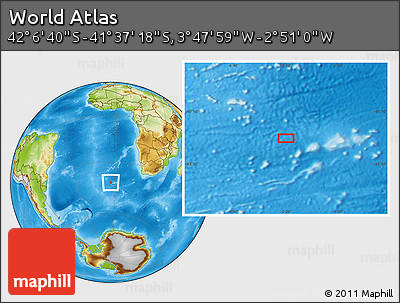 Physical Location Map of the Area around 41° 51' 59" S, 3° 19' 30" W