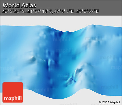Physical 3D Map of the Area around 41° 51' 59" S, 42° 34' 30" E