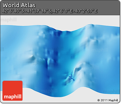 Physical 3D Map of the Area around 41° 51' 59" S, 42° 34' 30" E