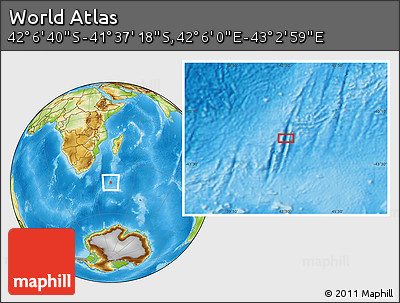Physical Location Map of the Area around 41° 51' 59" S, 42° 34' 30" E