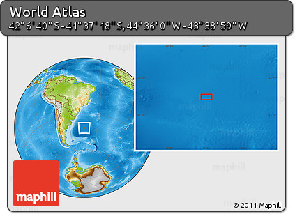 Physical Location Map of the Area around 41° 51' 59" S, 44° 7' 30" W