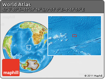 Physical Location Map of the Area around 41° 51' 59" S, 4° 19' 30" E