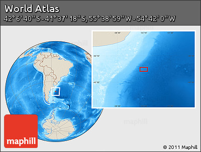 Shaded Relief Location Map of the Area around 41° 51' 59" S, 55° 10' 29" W