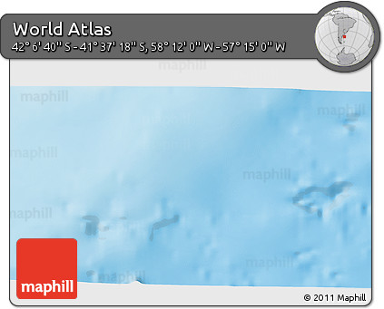 Physical 3D Map of the Area around 41° 51' 59" S, 57° 43' 30" W