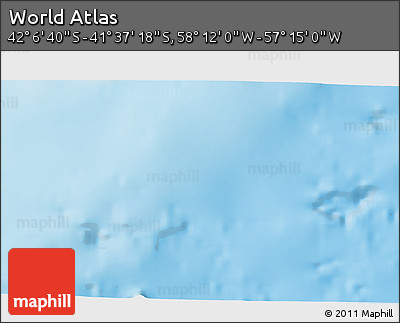 Physical 3D Map of the Area around 41° 51' 59" S, 57° 43' 30" W