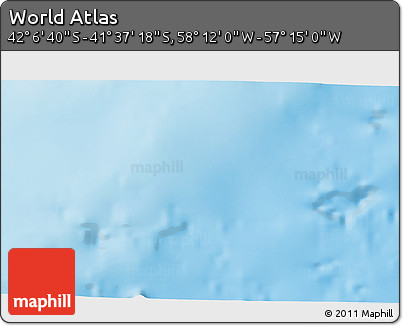 Physical 3D Map of the Area around 41° 51' 59" S, 57° 43' 30" W
