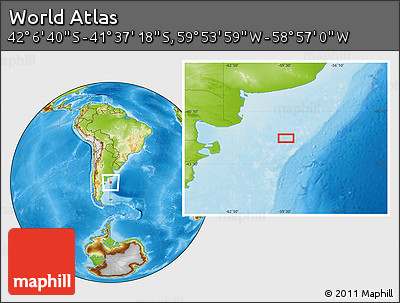 Physical Location Map of the Area around 41° 51' 59" S, 59° 25' 29" W