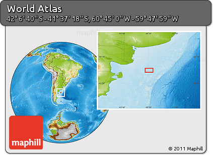 Physical Location Map of the Area around 41° 51' 59" S, 60° 16' 29" W