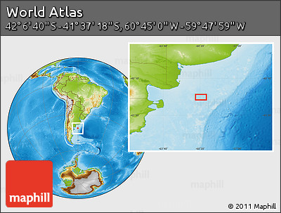 Physical Location Map of the Area around 41° 51' 59" S, 60° 16' 29" W
