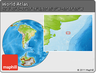 Physical Location Map of the Area around 41° 51' 59" S, 60° 16' 29" W