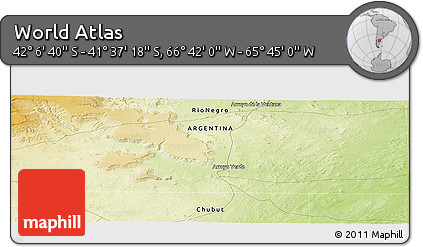 Physical Panoramic Map of the Area around 41° 51' 59" S, 66° 13' 29" W
