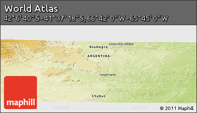 Physical Panoramic Map of the Area around 41° 51' 59" S, 66° 13' 29" W