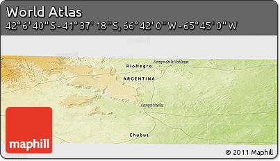 Physical Panoramic Map of the Area around 41° 51' 59" S, 66° 13' 29" W