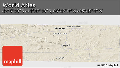 Shaded Relief Panoramic Map of the Area around 41° 51' 59" S, 66° 13' 29" W