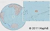 Gray Location Map of the area around 41° 51' 59" S, 6° 52' 30" E, hill shading