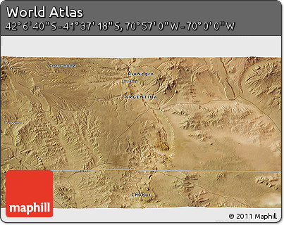 Satellite 3D Map of the Area around 41° 51' 59" S, 70° 28' 29" W