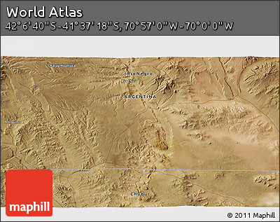 Satellite 3D Map of the Area around 41° 51' 59" S, 70° 28' 29" W