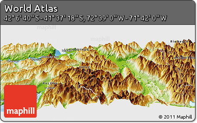 Physical Panoramic Map of the Area around 41° 51' 59" S, 72° 10' 30" W
