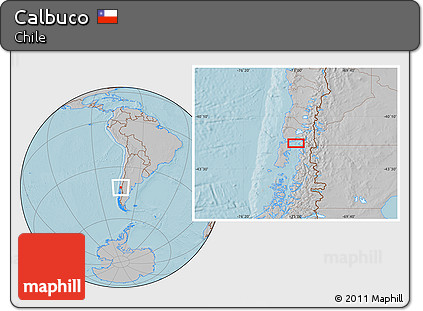 Gray Location Map of Calbuco, hill shading