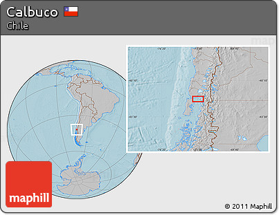 Gray Location Map of Calbuco, hill shading