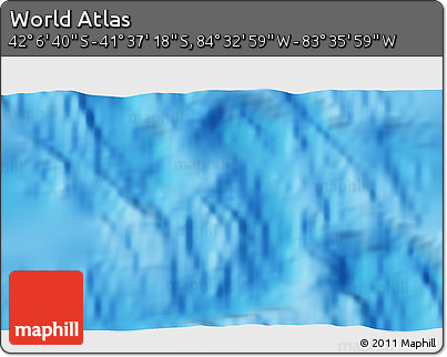 Shaded Relief 3D Map of the Area around 41° 51' 59" S, 84° 4' 29" W