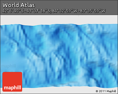 Shaded Relief 3D Map of the Area around 41° 51' 59" S, 84° 4' 29" W