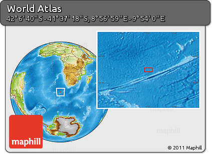 Physical Location Map of the Area around 41° 51' 59" S, 9° 25' 30" E