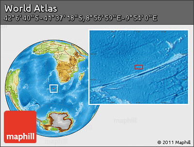 Physical Location Map of the Area around 41° 51' 59" S, 9° 25' 30" E