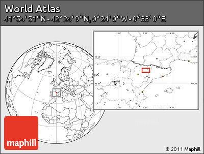 Blank Location Map of the Area around 42° 9' 30" N, 0° 4' 30" E